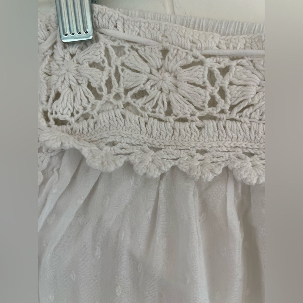 American Eagle White Swiss Dot Crochet Trim White Cotton Shorts Sequins Sz Small - Picture 12 of 13